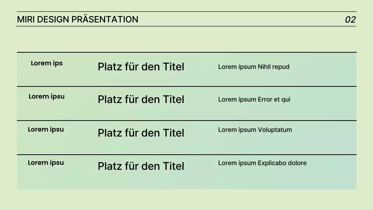 Ein einfacher, lindgrüner Präsentationsbericht