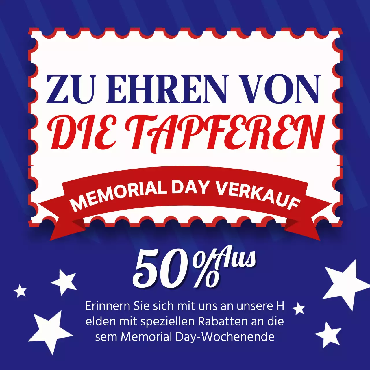 Blaue und rote Retro-Memorial-Day-Verkaufsanzeige