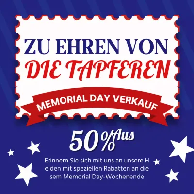 Blaue und rote Retro-Memorial-Day-Verkaufsanzeige