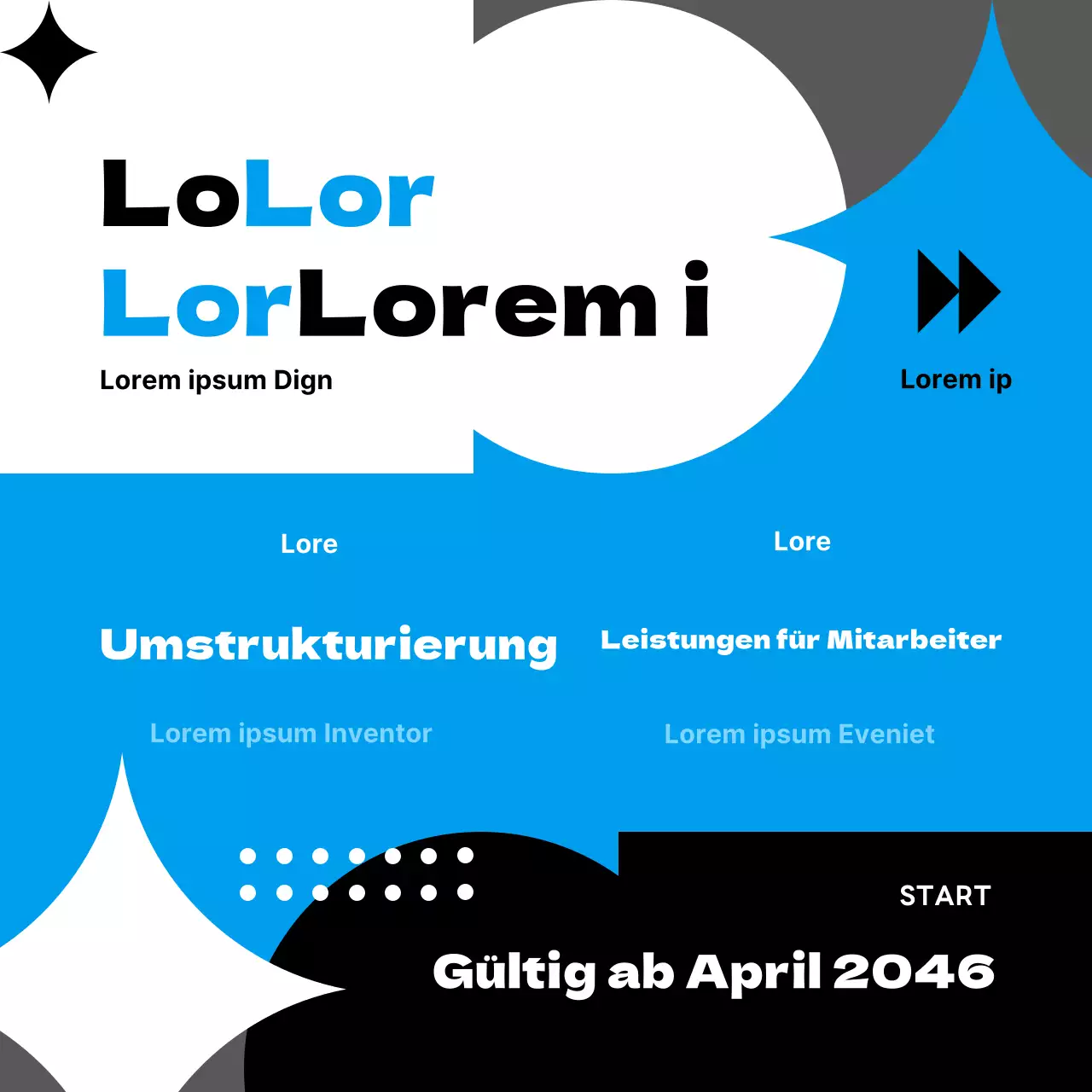 Ankündigung einer trendigen Neuordnung in Blau