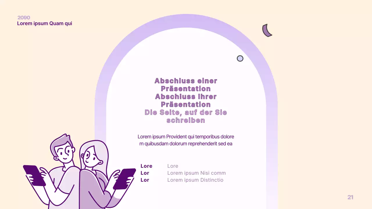 Eine einfache PM-Präsentation in Gelb und Lila