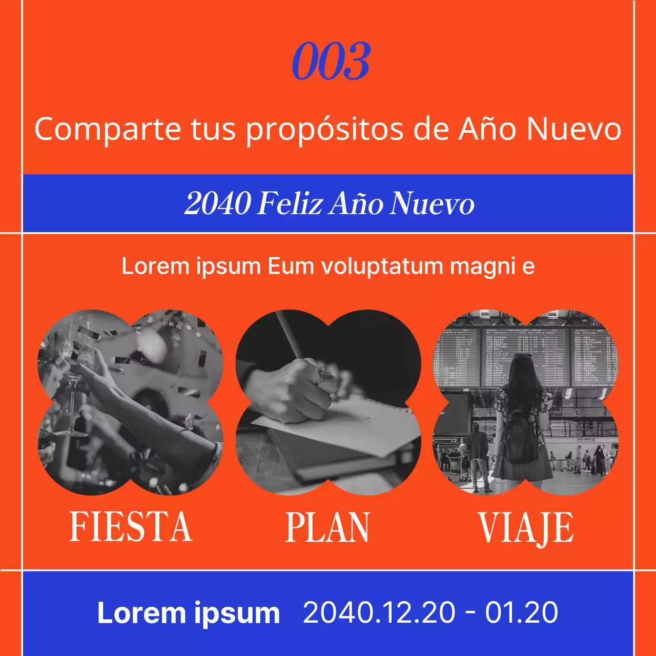 Promueva una plantilla de fiesta oriental en rojo y azul