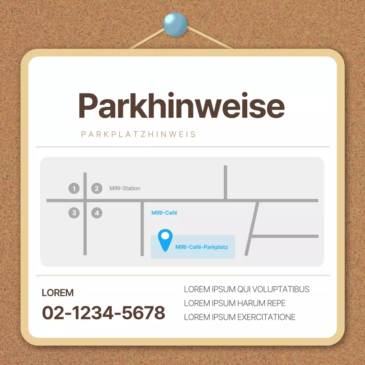 Eine Sammlung von niedlichen Café-Notizen in Beige und Hellblau.