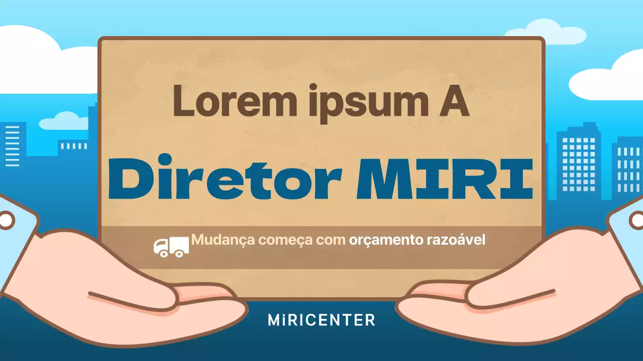 Anúncio de uma empresa de embalagens azul e castanho