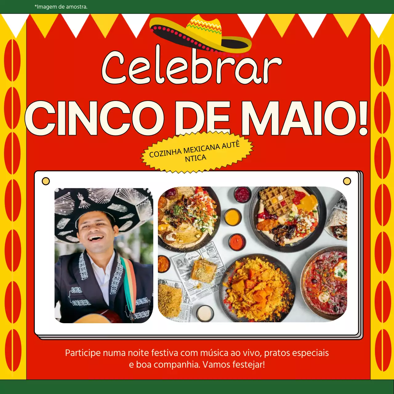 Publicidade de eventos do restaurante mexicano Red and Green Kitsch