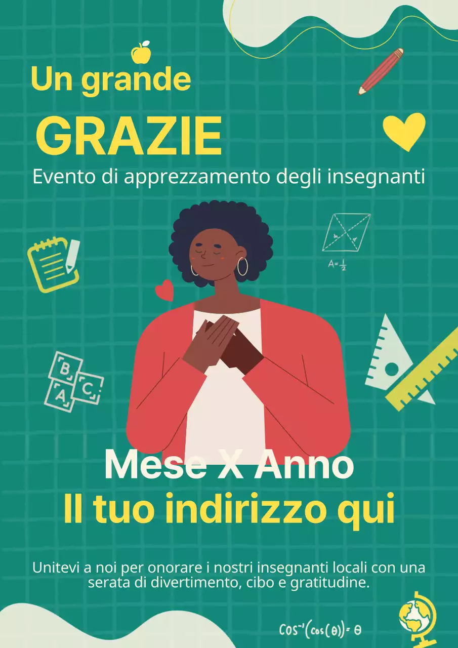 Pubblicità dell'evento per la Giornata degli insegnanti di tendenza verde e gialla