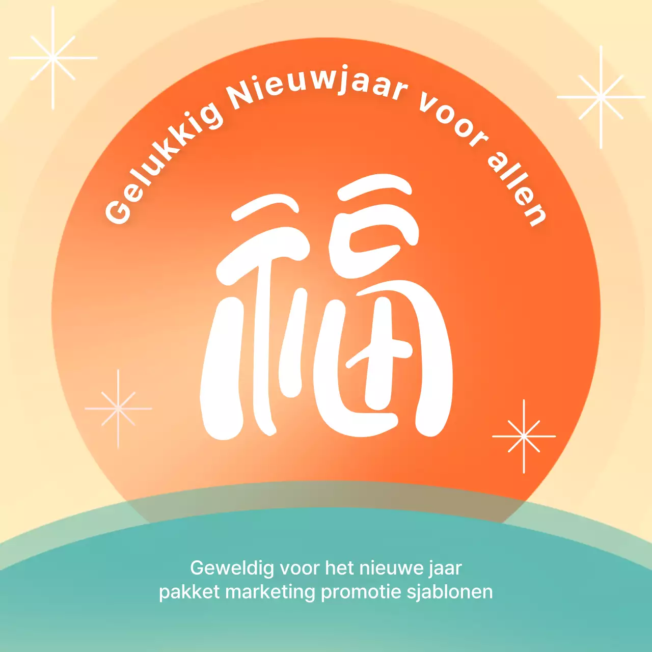 Een oosters vakantiesjabloon in oranje en mint promoten