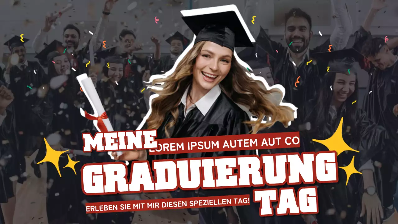 Eine trendige Geschichte zum Schulabschluss in Rot und Gelb