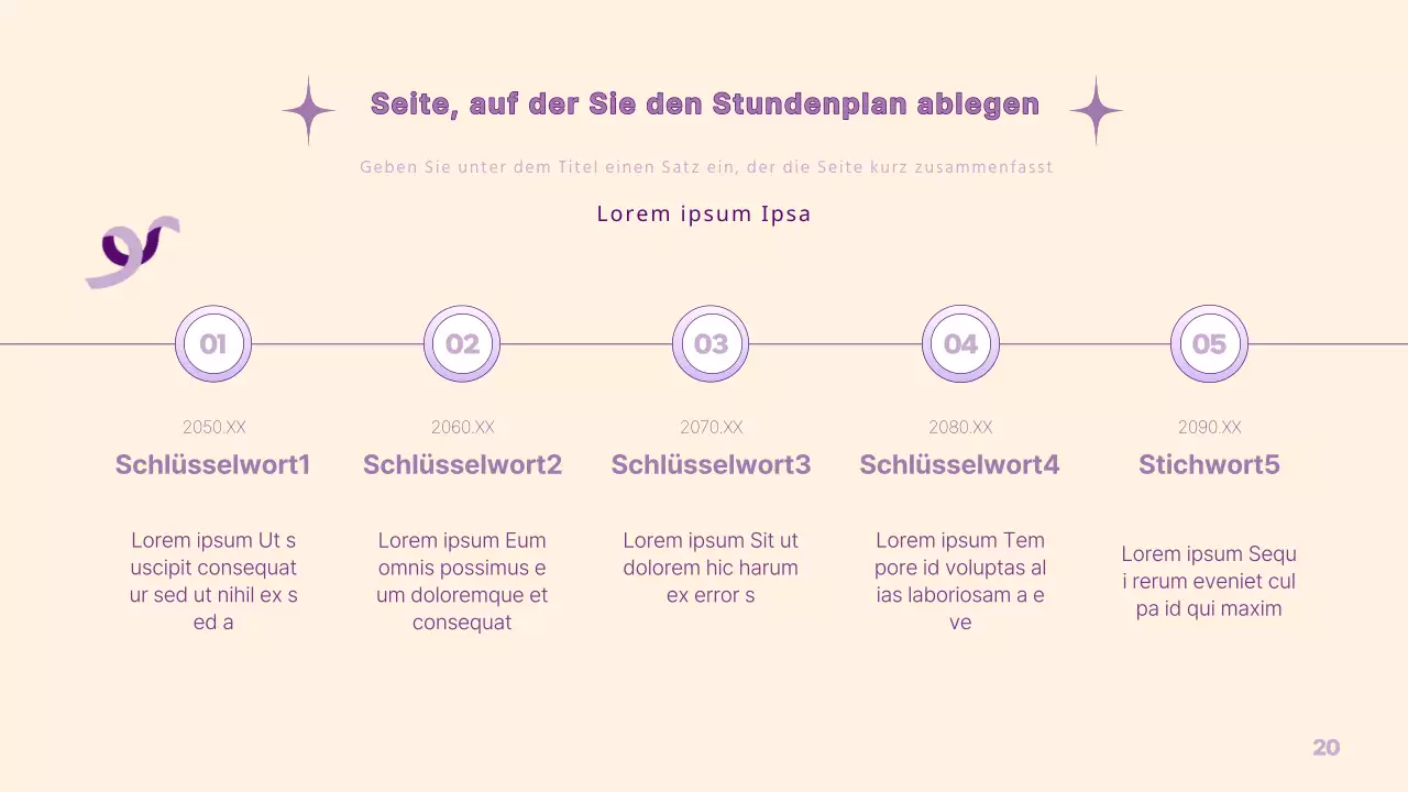 Eine einfache PM-Präsentation in Gelb und Lila