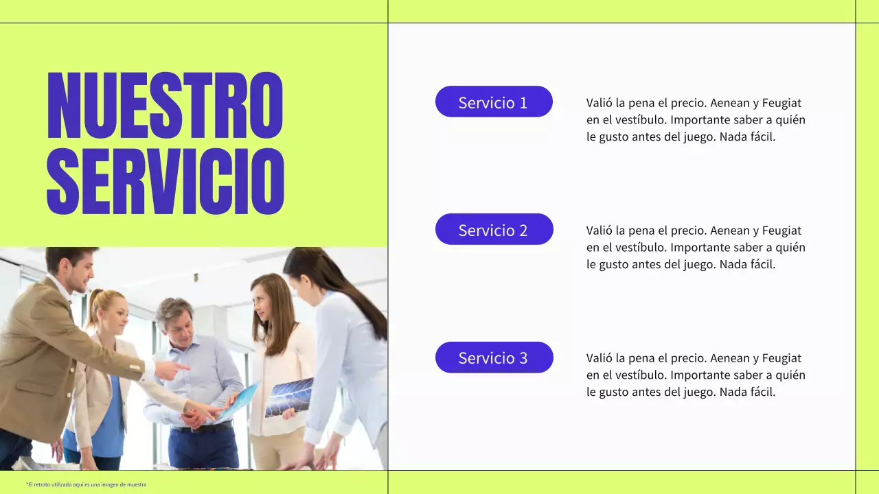 Material de perfil empresarial moderno en azul y neón