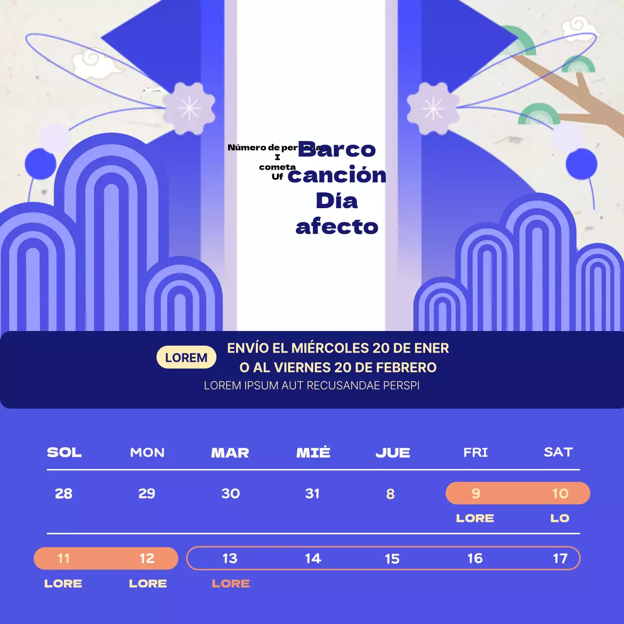 Anuncios tradicionales de entrega del Año Nuevo chino en azul y azul marino