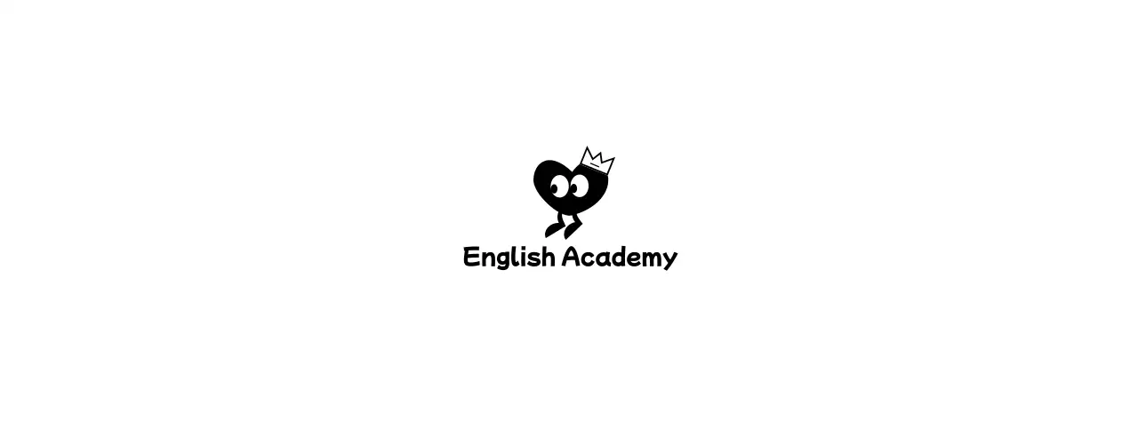 English Academy with a cute concept featuring heart characters