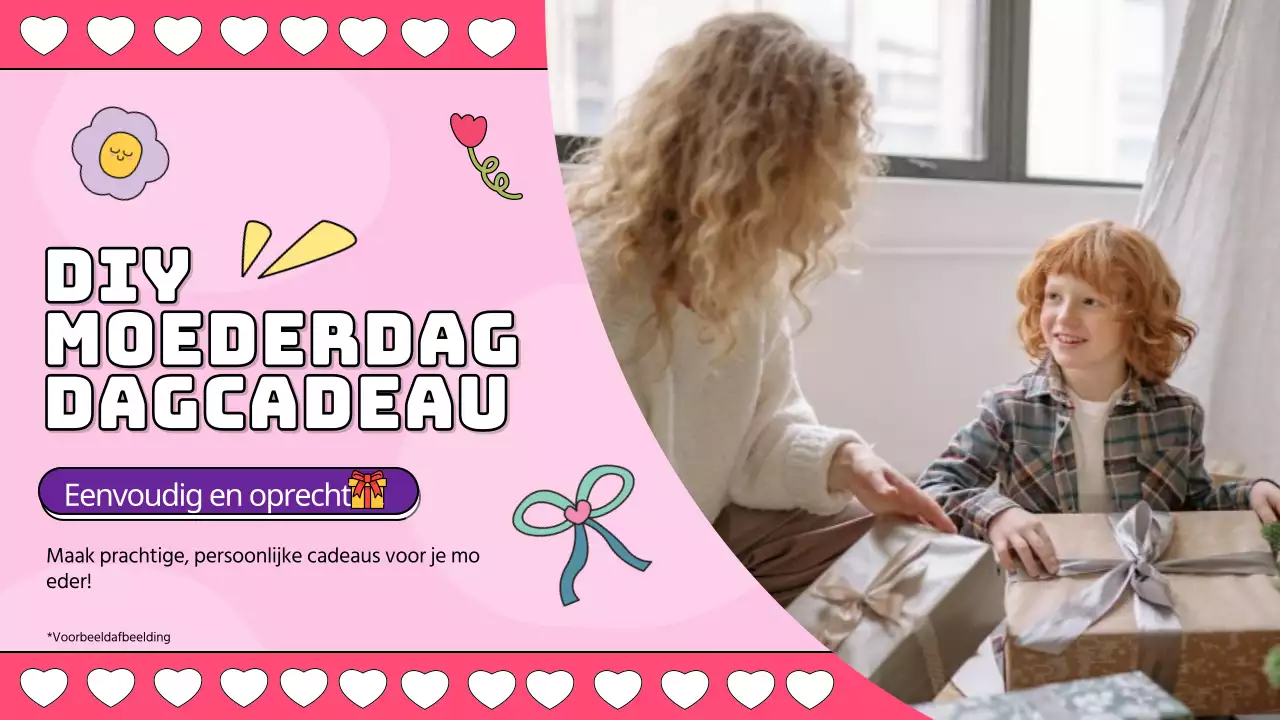 Roze en paarse charmante DIY-cadeaugids voor moederdag