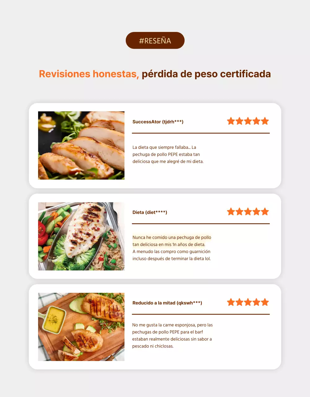 Promover Pechugas de Pollo de Simple Diet en Naranja y Marrón