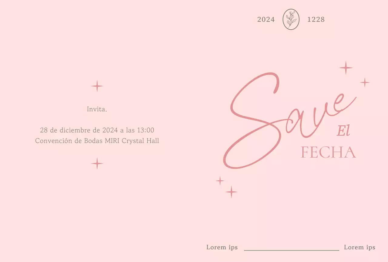 Elegante invitación con fuente cursiva rosa tono sobre tono