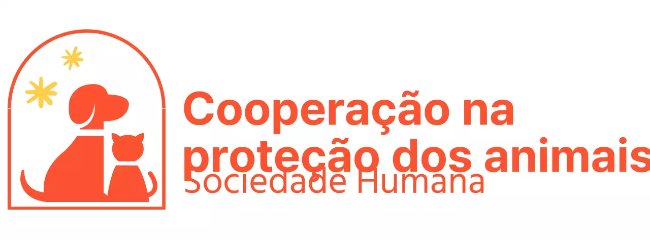 A Humane Society com um logótipo ilustrado de um cão e um gato a vermelho