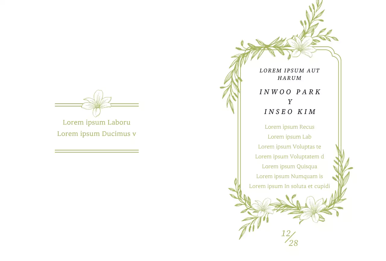 Elegante invitación con ilustración de planta verde y marco