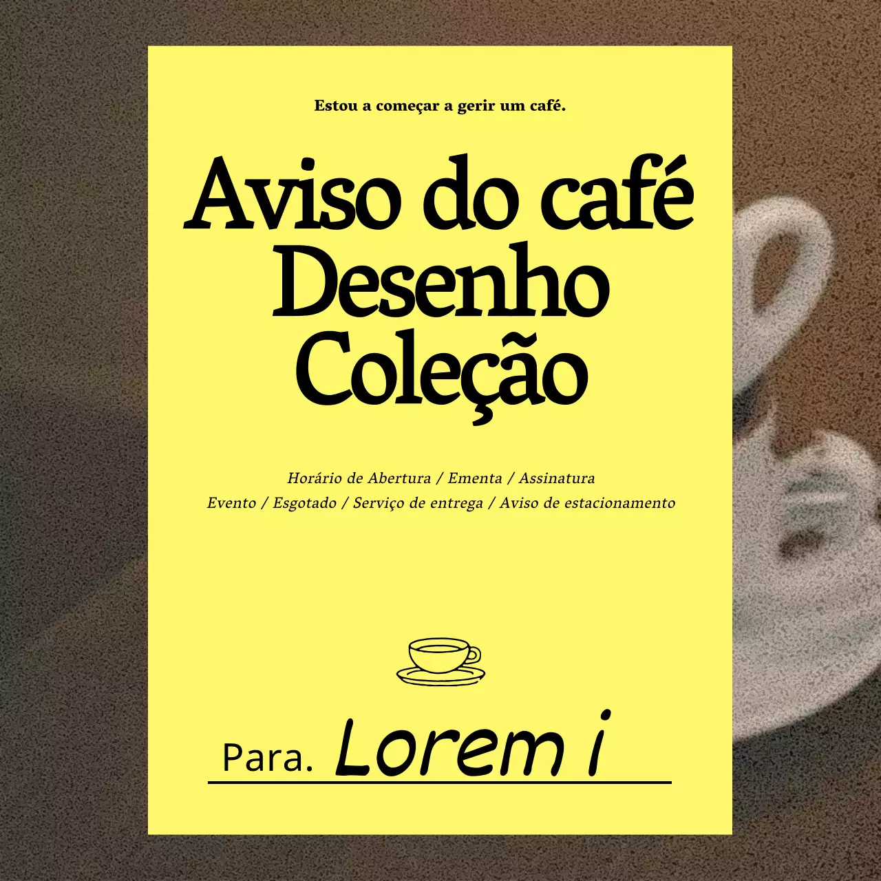 Posto de design para o proprietário de um café moderno em amarelo e preto