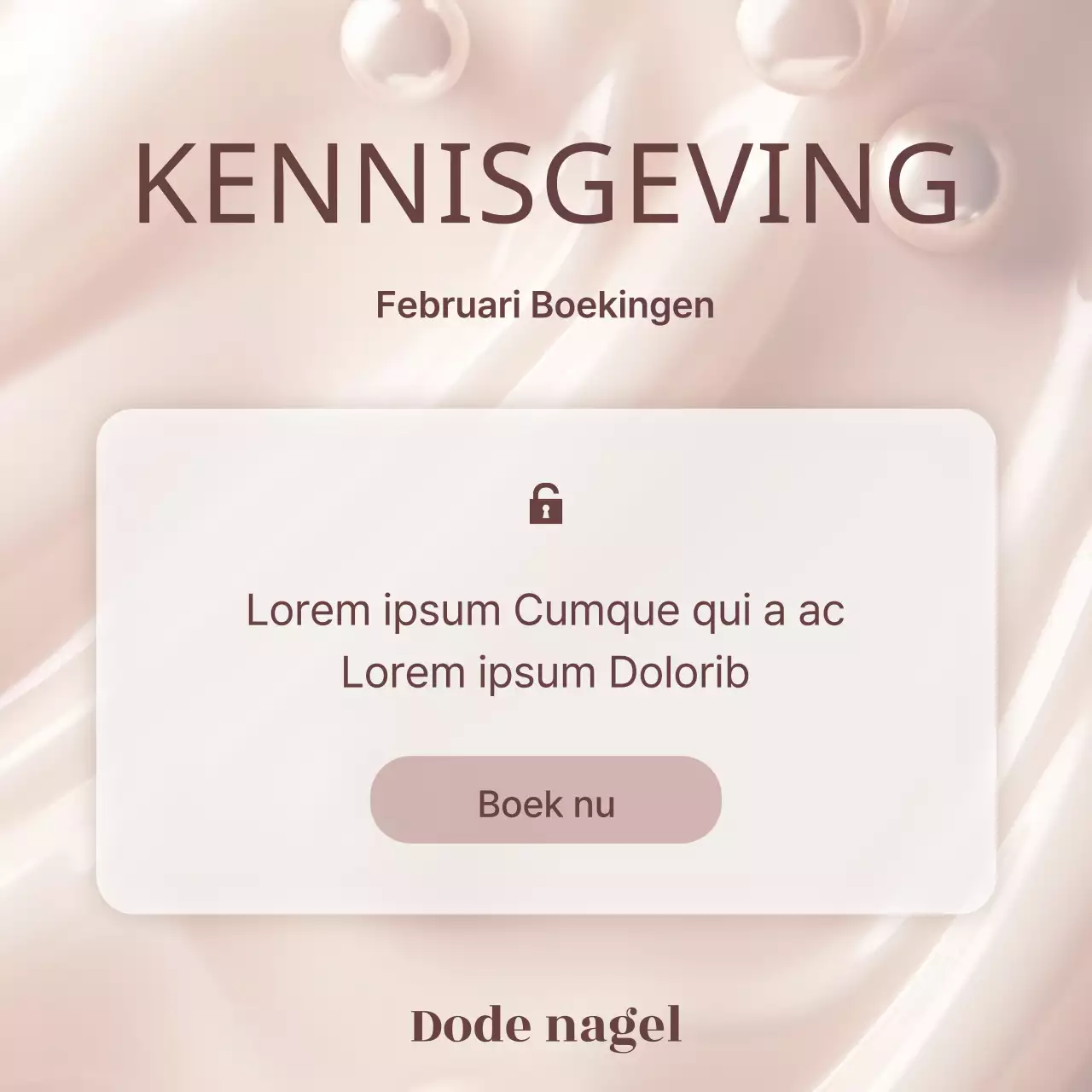 Afspraakadvertentie voor een luxe nagelstudio in beige