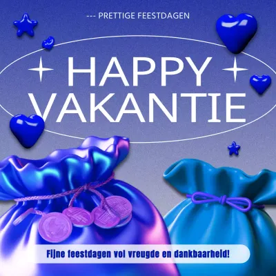 Een kitscherige blauw-witte wenskaart voor de feestdagen