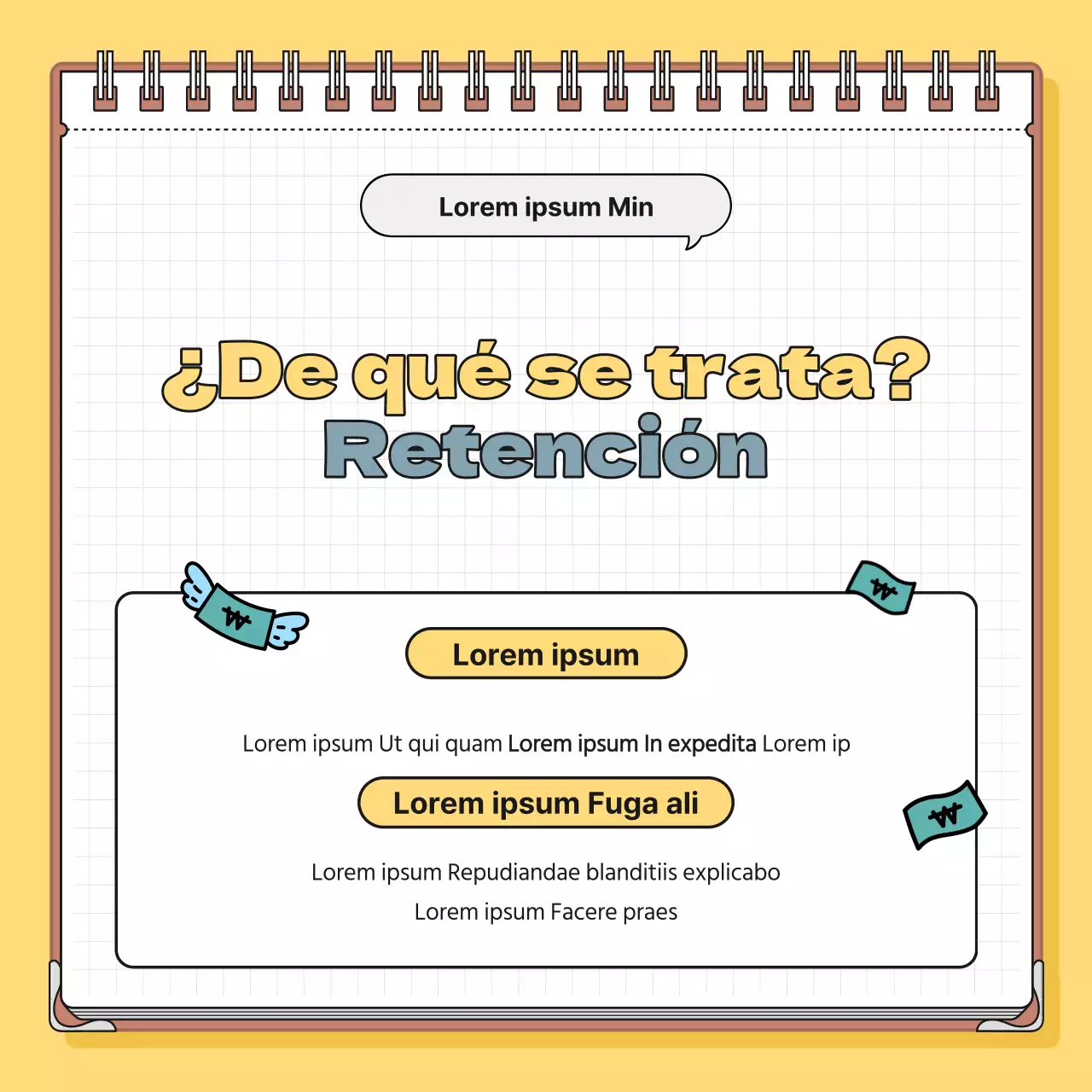 Información fiscal minimalista en amarillo y azul