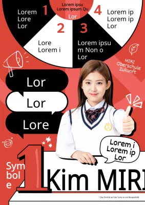 Werbung für die Wahl des Studentenschaftspräsidenten mit roter Pop-Art