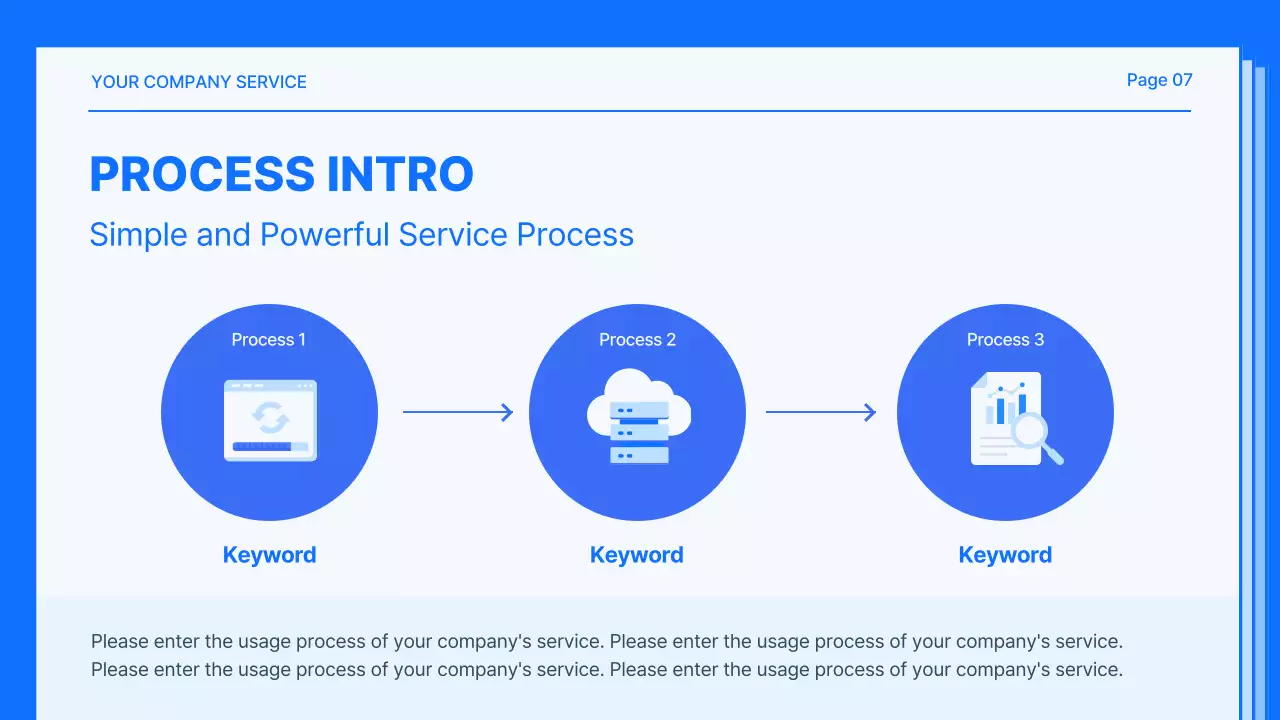파랑과 흰색의 심플한 서비스 소개 제안서
