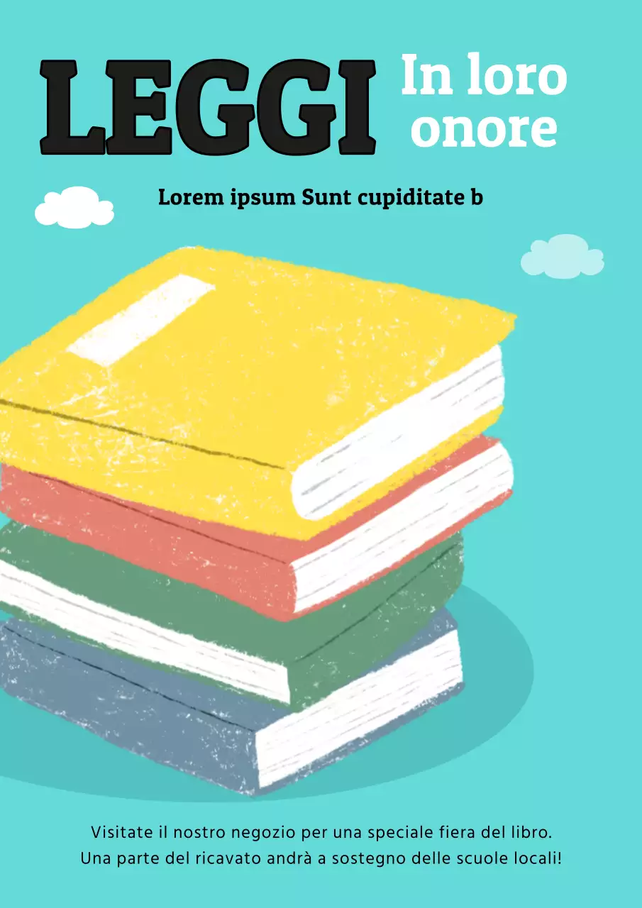 Pubblicità dell'evento di lettura per la Giornata degli Insegnanti blu e gialla di charme