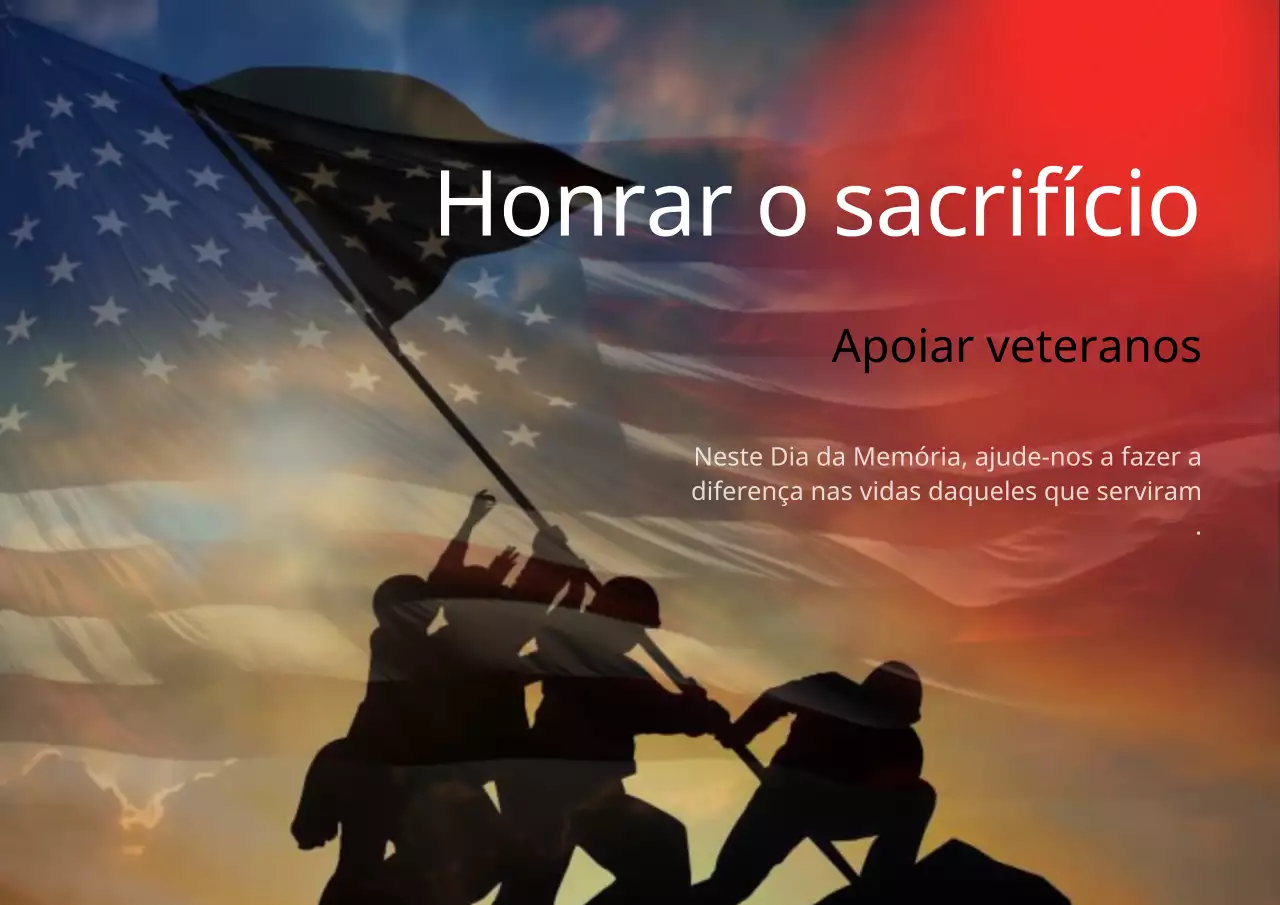 Um anúncio clássico do Dia da Memória americano em vermelho e azul