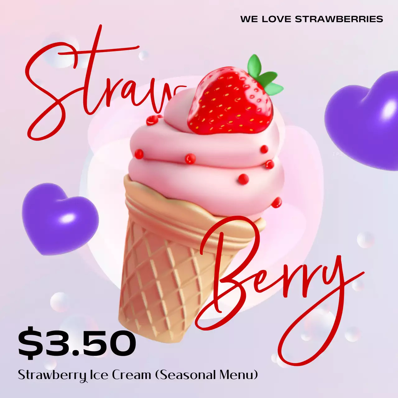 핑크 트렌디 아이스크림 프로모션 소셜 미디어 게시물