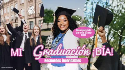 Historia de moda del día de graduación en rosa y blanco