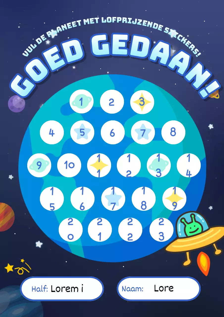 Blauw en marineblauw sci-fi goed gedaan compliment sticker cover