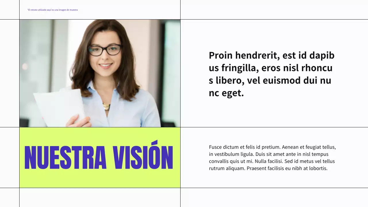 Material de perfil empresarial moderno en azul y neón