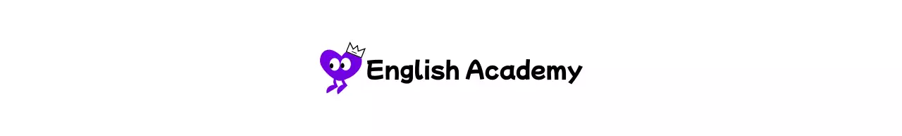 English Academy with a cute concept featuring a purple heart character