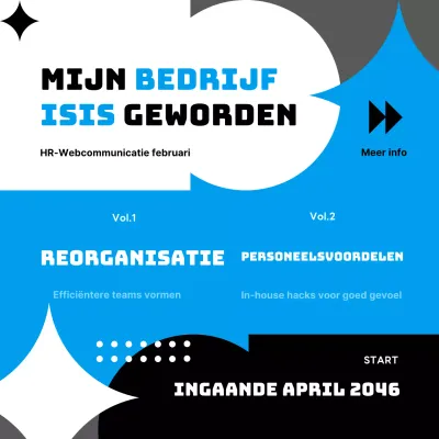 Aankondiging van een hippe reorganisatie in blauw