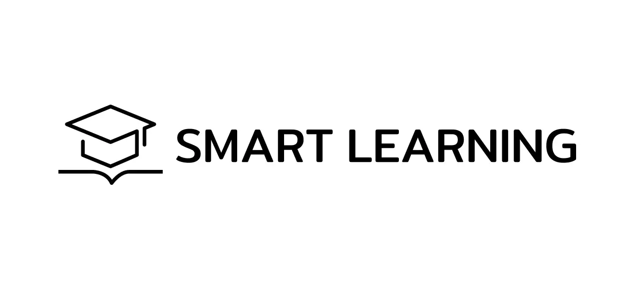 Smart Learning with a bachelor's cap and book illustration logo
