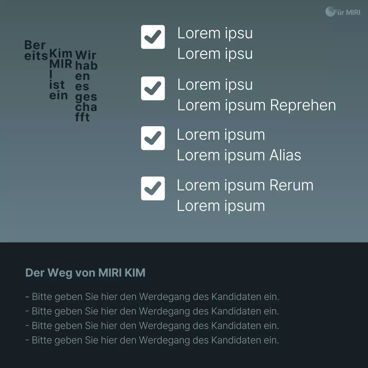 Eine einfache, marineblau-weiße Wahlkampfanzeige