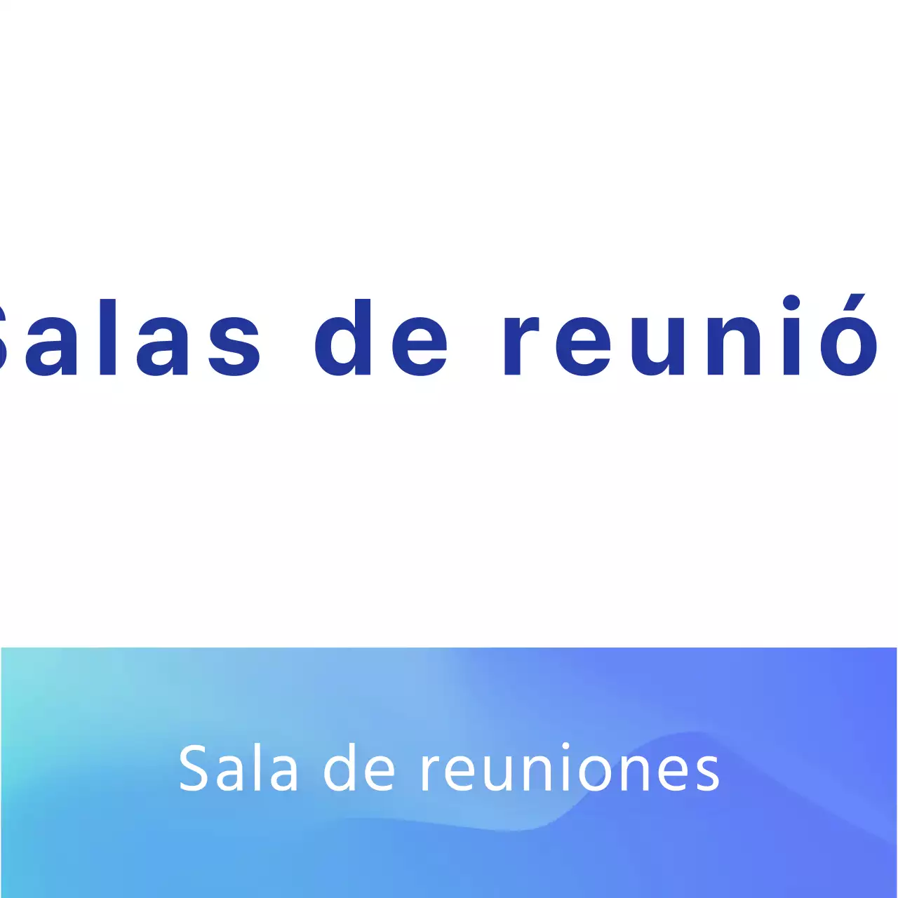 Guía de salas de reuniones con degradado azul