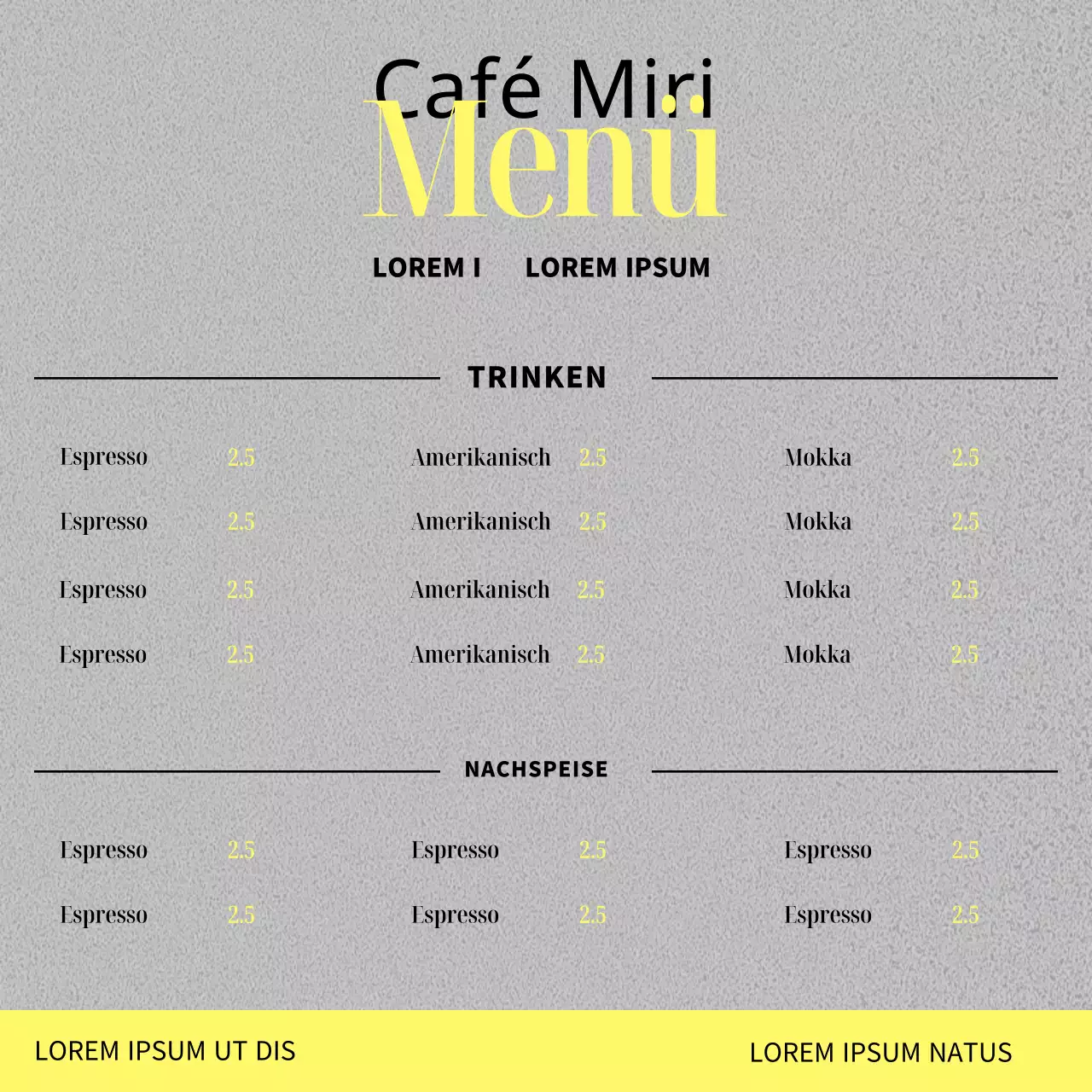 Designpost für einen trendigen Cafébesitzer in Gelb und Schwarz