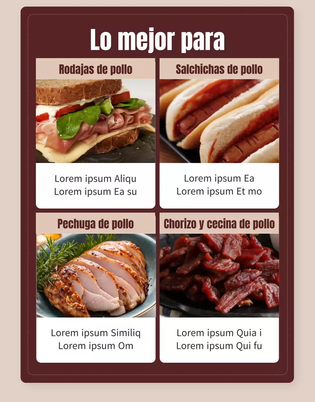 Promover una dieta sencilla pechuga de pollo en marrón y beige