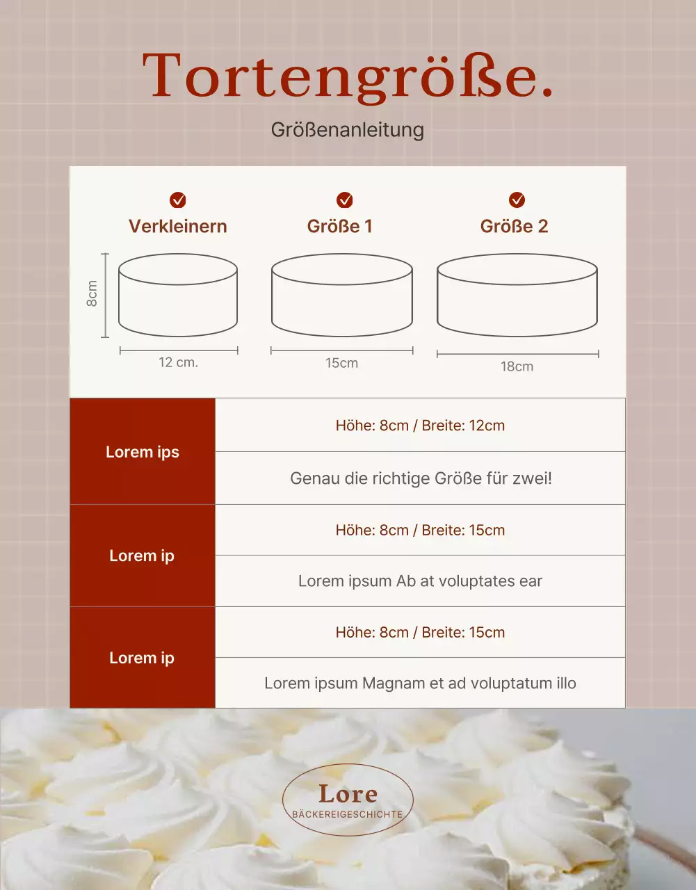 Werbung für eine süße Bäckerei in Rot und Rosa