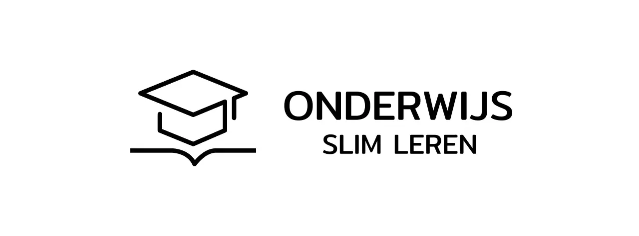 Slim leren met een bachelorpet en boekillustratie-logo