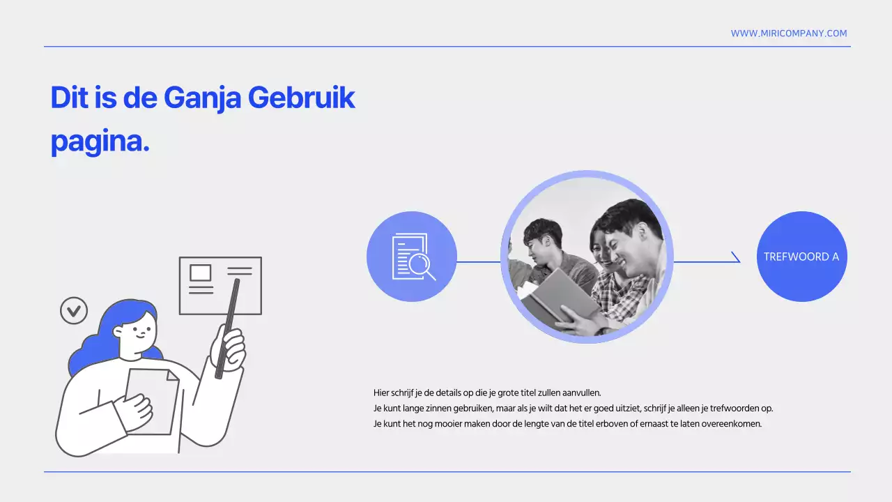 Een eenvoudig blauw-wit sjabloonrapport voor informatieorganisatie