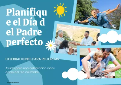 Atractivo anuncio de evento al aire libre del Día del Padre en azul y amarillo