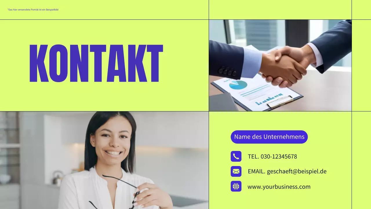 Blaues und neonfarbenes modernes Business-Profilmaterial