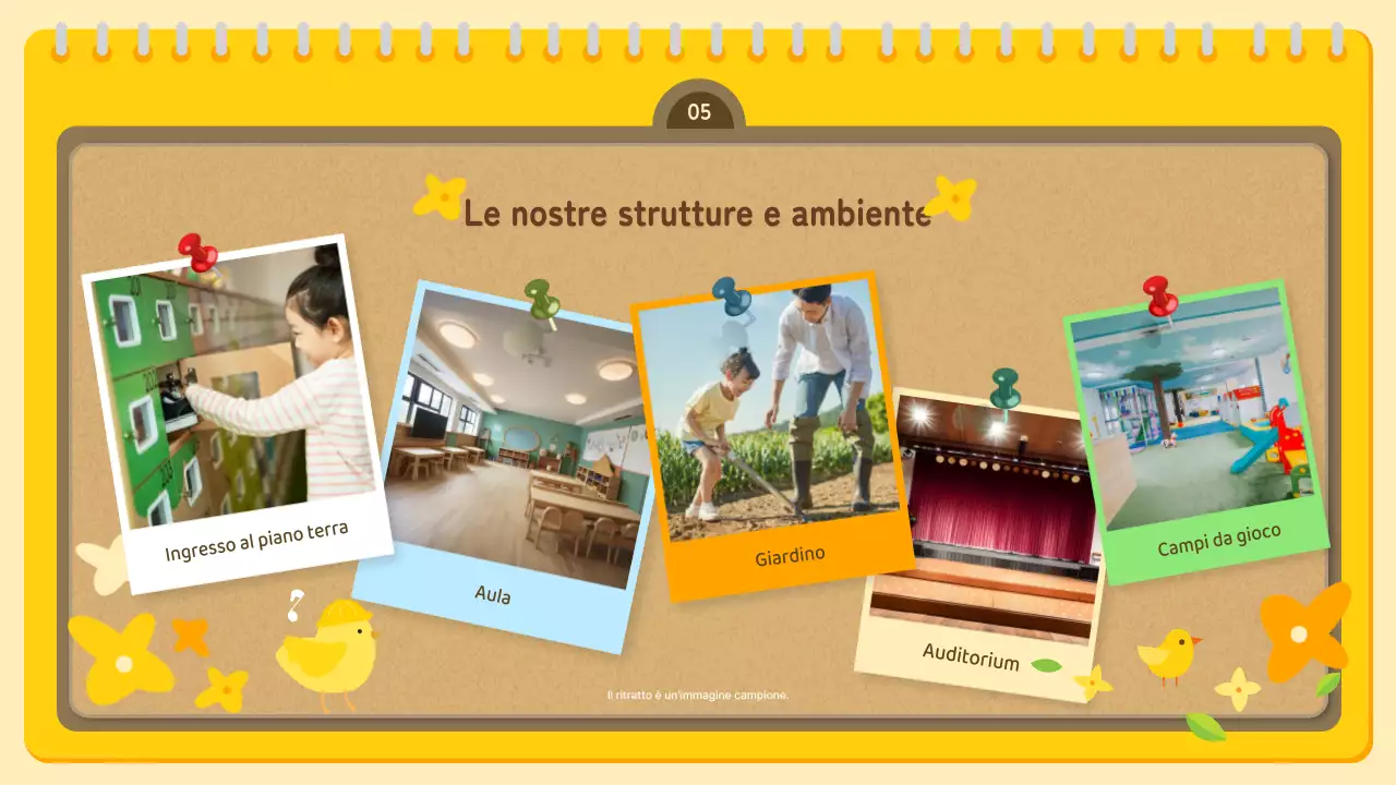 Presentazione dell'orientamento prescolare giallo e arancione