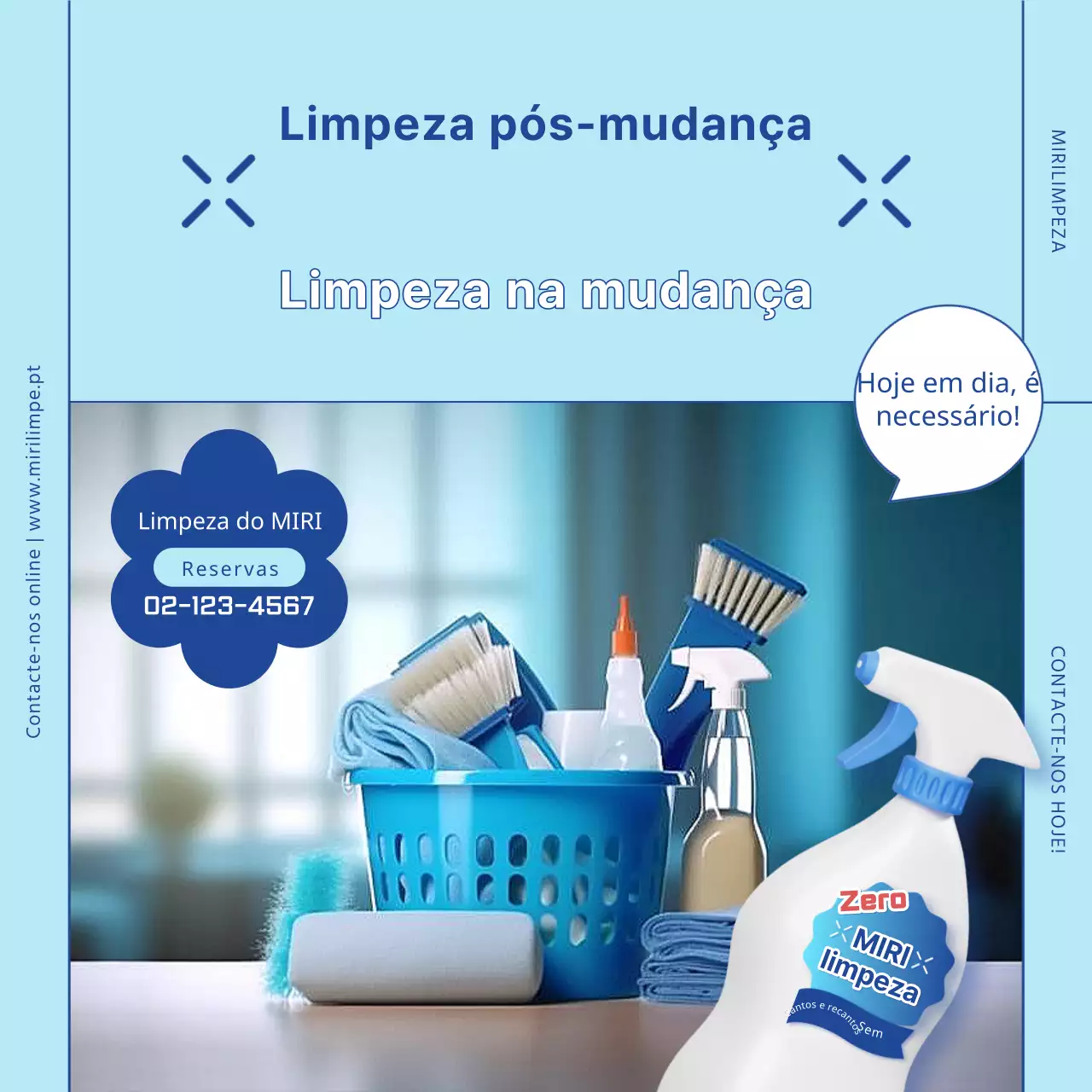Promova a sua lavandaria em azul claro e branco da moda