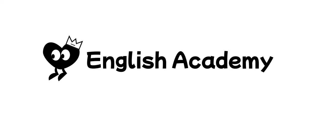 English Academy with a cute concept featuring heart characters