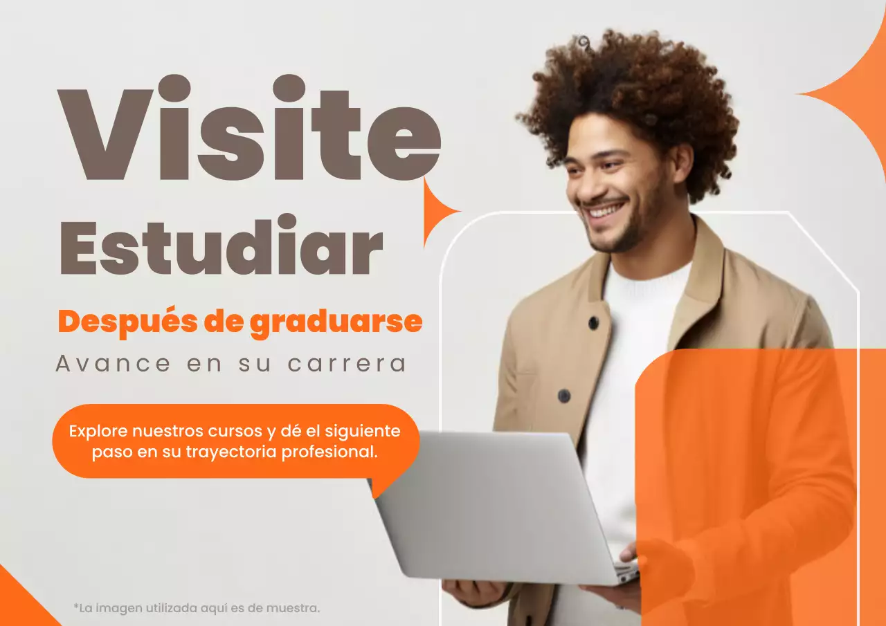 Publicidad geométrica beige y naranja para la educación profesional