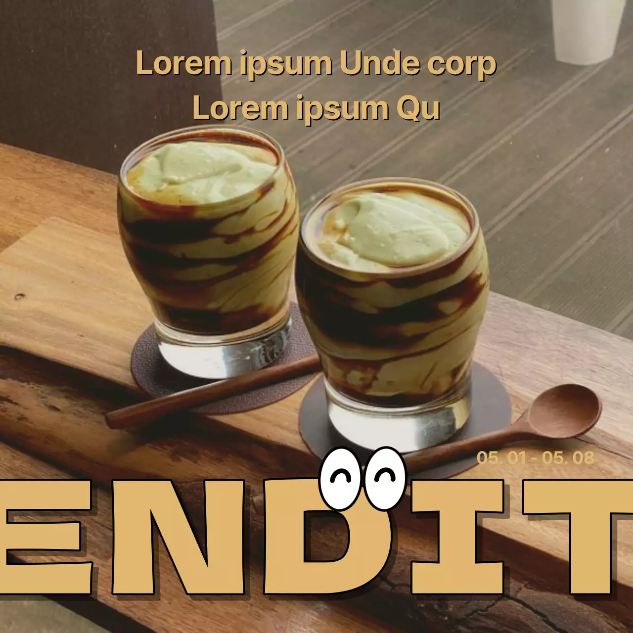 Promuovere un caffè di ispirazione vintage in giallo e rosso